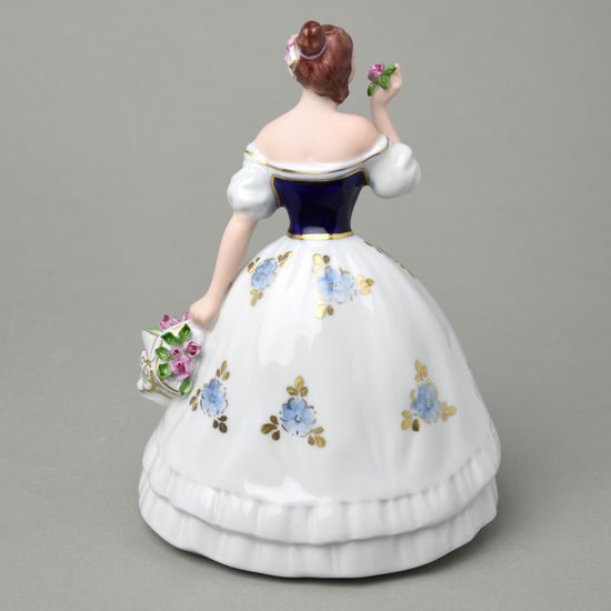 Young lady with hat and roses 12 x 14 x 19 cm, Porcelain Figures Duchcov