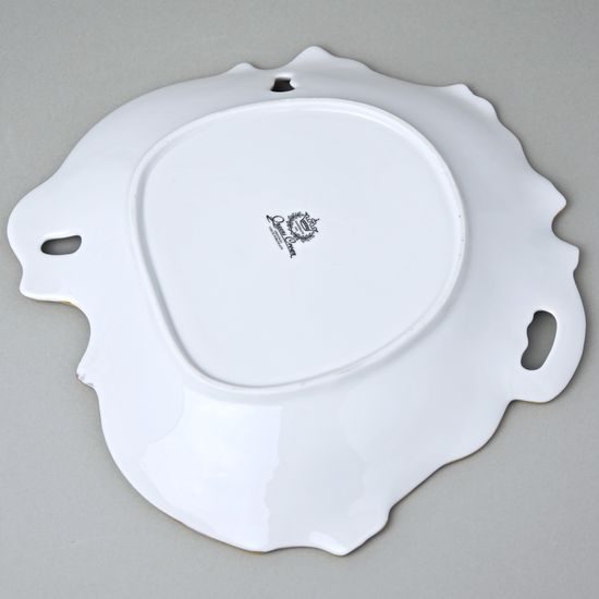 Mísa mělčí 28 cm 3 hr., kytičky + matné zlato, Queens Crown porcelán