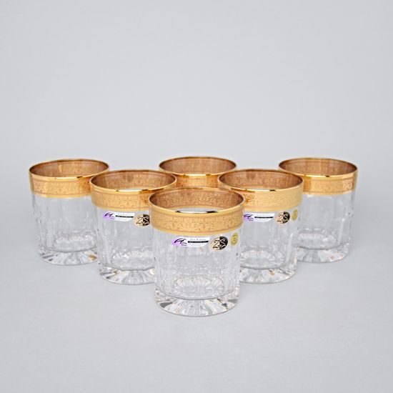 Crystal Glasses Whiskey Set Romantic, 6 pcs. 300 ml, Gold, Ales Zverina - AZ Design