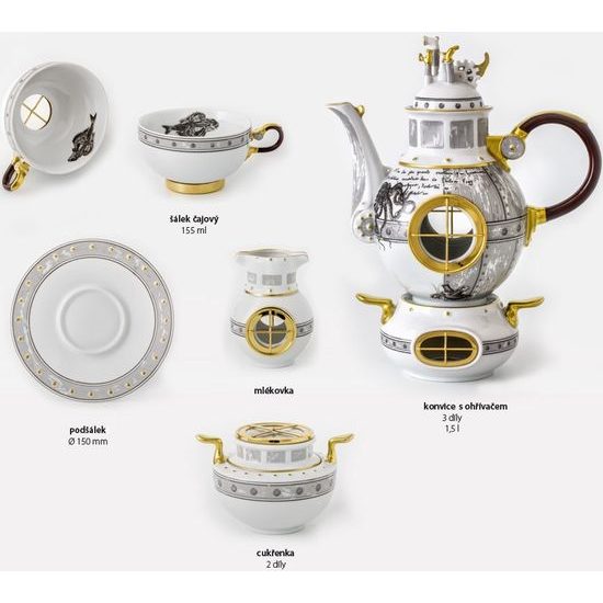 Tea set for 6 persons Jules Verne, Thun Studio, Luxury Porcelain