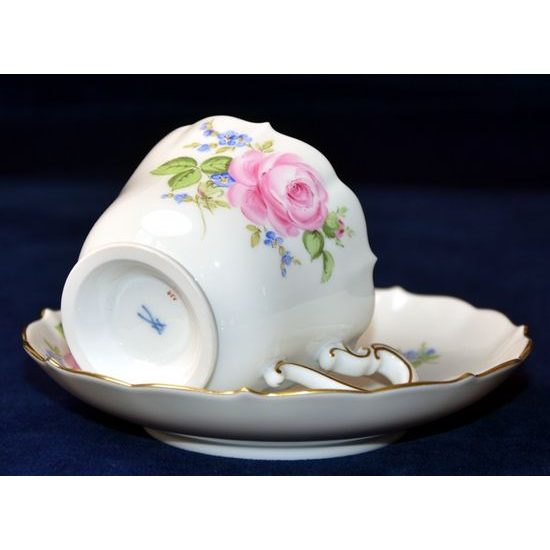 Cup 110 ml plus saucer 140 mm, rose, Meissen porcelain