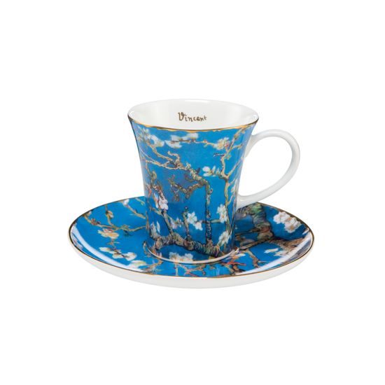 Cup and saucer V. van Gogh - Almond Tree Blue, 0,1 l / 12 cm, Fine Bone China, Goebel