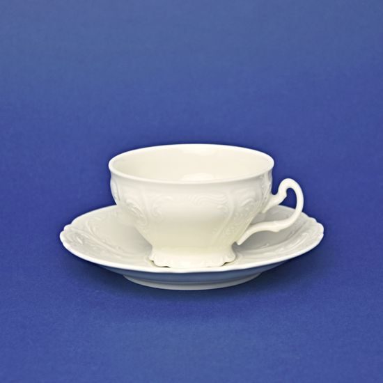 Tea cup and saucer 205 ml / 15,5 cm, Thun 1794 Carlsbad porcelain, BERNADOTTE ivory