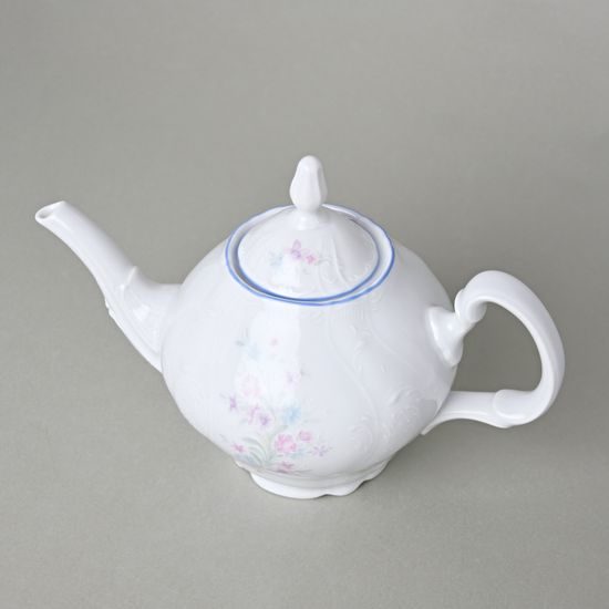 Tea pot 0,7 l, Thun 1794 Carlsbad porcelain, BERNADOTTE blue-pink flowers