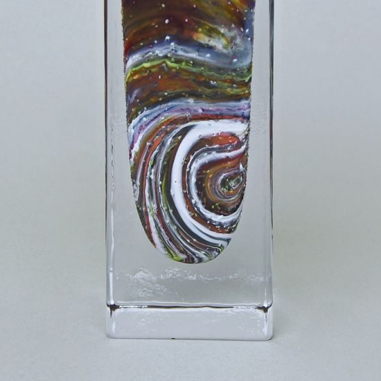 Váza čtyřhranná svítící 19 cm, kolekce Vánoce, hutní sklo, ruční práce, Vendula Zámečníková