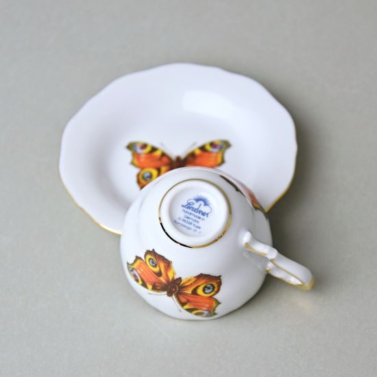 Šálek mini 20 ml na likér + podšálek 7 cm, motýli, porcelán Lindner