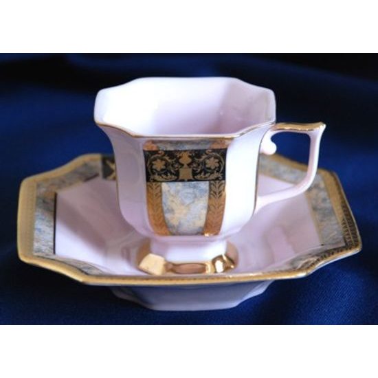 Šálek 110 ml + podšálek 14 cm Empír, dekor 568, Růžový porcelán z Chodova