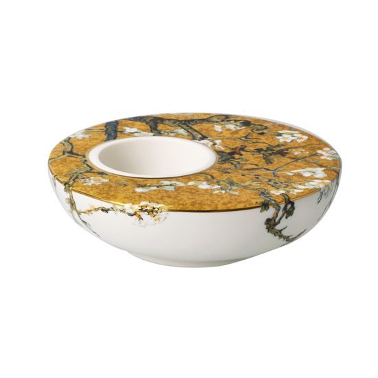 Candle holder V. van Gogh - Almond Tree Golden, 12 / 12 / 4 cm, Porcelain, Goebel