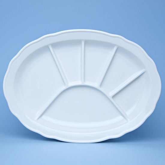 Talíř dělený 34,8 x 25 cm (např. na sushi), Bílý porcelán, Český porcelán a.s.