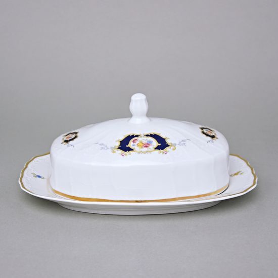 Butter dish for 250 g butter, Thun 1794 Carlsbad porcelain, BERNADOTTE arms