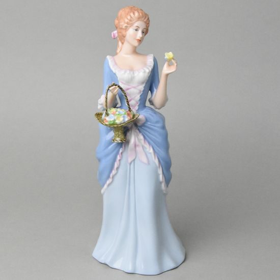 Lady with basket 10 x 11 x 28 cm, Porcelain Figures Duchcov