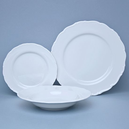 Plate Set for 6 people (27, 23, 21), Ophelia White with bottom sign, Thun 1794