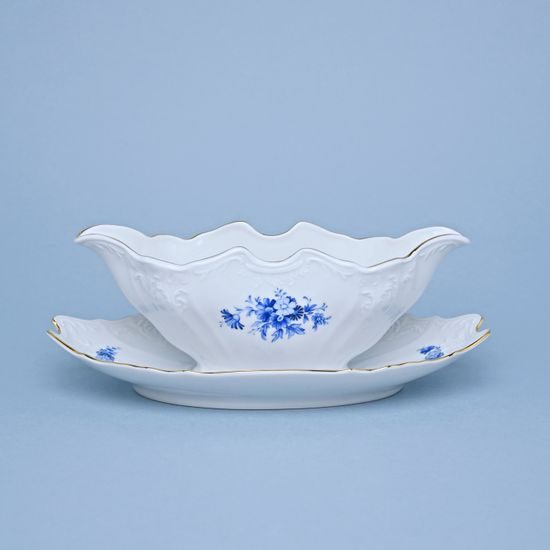 Sauce boat 0,5 l, Thun 1794 Carlsbad porcelain, BERNADOTTE blue rose