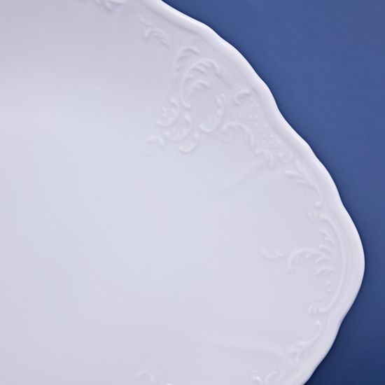 Cake plate with handles 27 cm, Thun 1794 Carlsbad porcelain, BERNADOTTE white