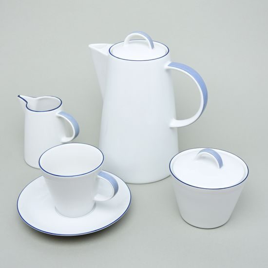 Coffee set for 6 persons, Thun 1794 Carlsbad porcelain, TOM blue