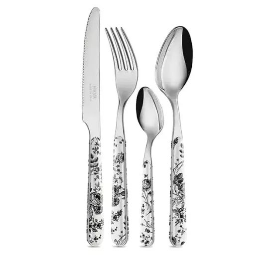 24 pcs. cutlery set, BISTROT China Roses 14039 black, NEVA