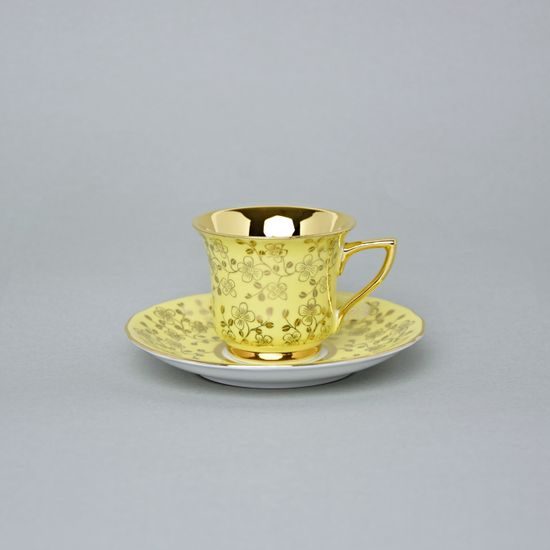 Šálek 80 ml a podšálek mokka Windsor, Žlutá, Leander 1907 Loučky