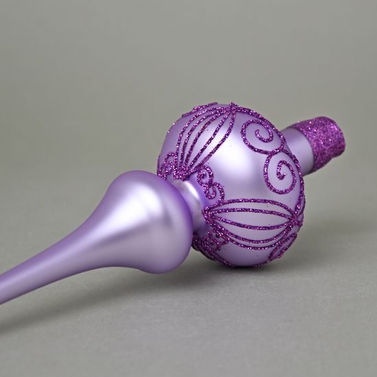 Christmas Tree Glass Tip 27 cm, Purple 602, Bohemian hand made Christmas decorations