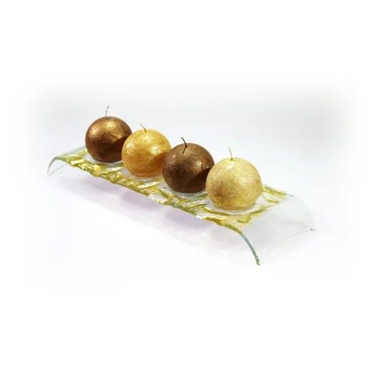 Advent Glass candlestick Bridge, clear with gold, 39x10 cm, BDK - Glass