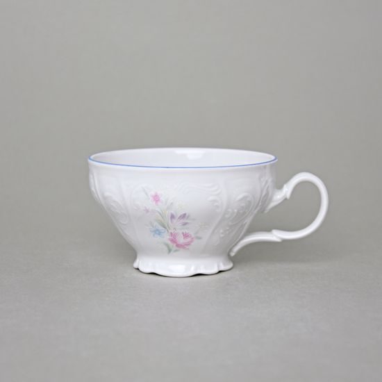 Cup low tea 205 ml, Thun 1794 Carlsbad porcelain, BERNADOTTE blue-pink flowers