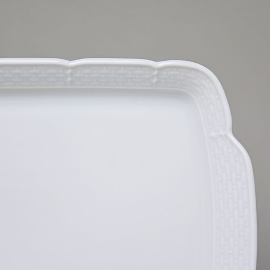 Tray square 36 cm, Thun 1794 Carlsbad porcelain, Natalie white