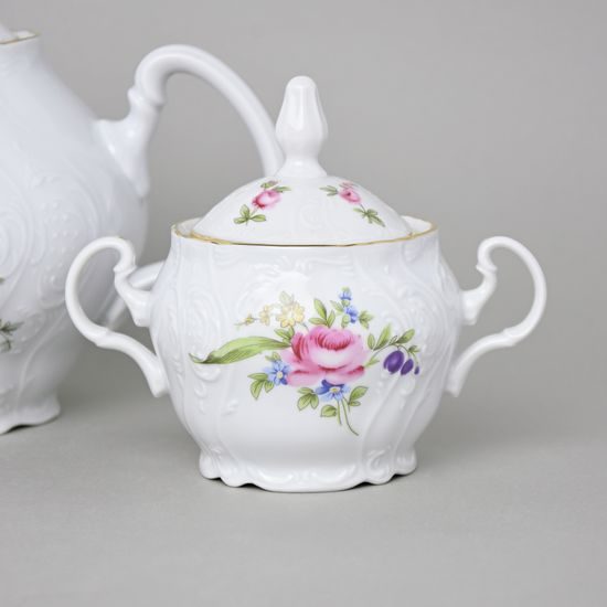 Čajová sada pro 6 osob, Thun 1794, karlovarský porcelán, BERNADOTTE míšeňská růže