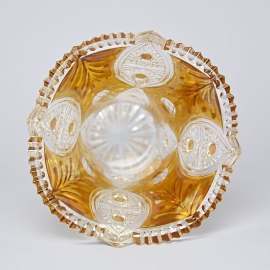 Cut Crystal Vase, 250 mm, Gold + Enamel, Jahami Bohemia