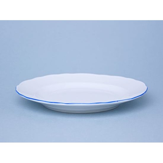 Plate dessert 19 cm, White with blue line, Cesky porcelan a.s.