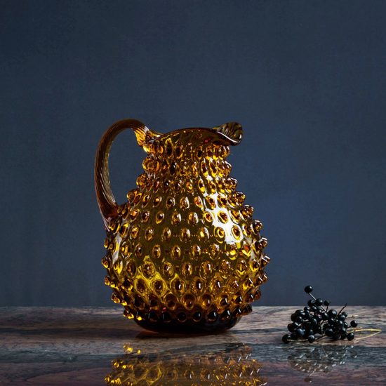 Crystal Jug 2000 ml, Amber - Polka Dot, Kvetna 1794 Glassworks