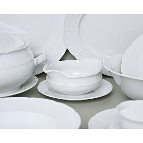 Dining set for 6 persons, Thun 1794 Carlsbad porcelain, Natalie white