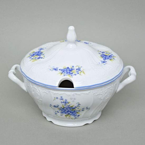 Lid for 2,5 l soup tureen, Thun 1794 Carlsbad porcelain, BERNADOTTE Forget-me-not-flower