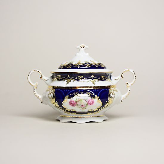 440: Tea set for 6 pers., Sonata, cobalt blue plus rose, Leander 1907