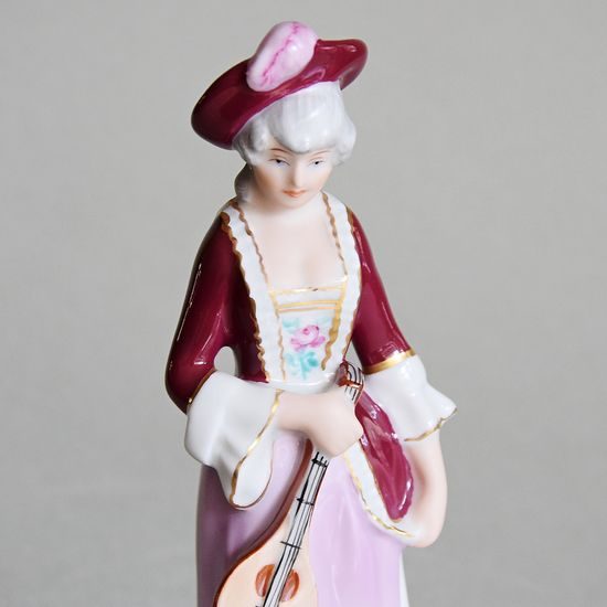 Lady With A Lute 6,5 x 6,5 x 21,5 cm, Saxe, Porcelain Figures Duchcov