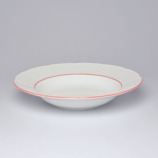 70477: Deep Plate 23 cm, Thun 1794 Carlsbad porcelain, Natalie, Red line