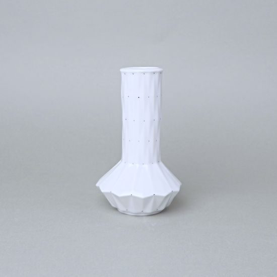 Vase mini Diamond White (shape 1), White + Black Dots, 13 cm, Goldfinger Porcelain