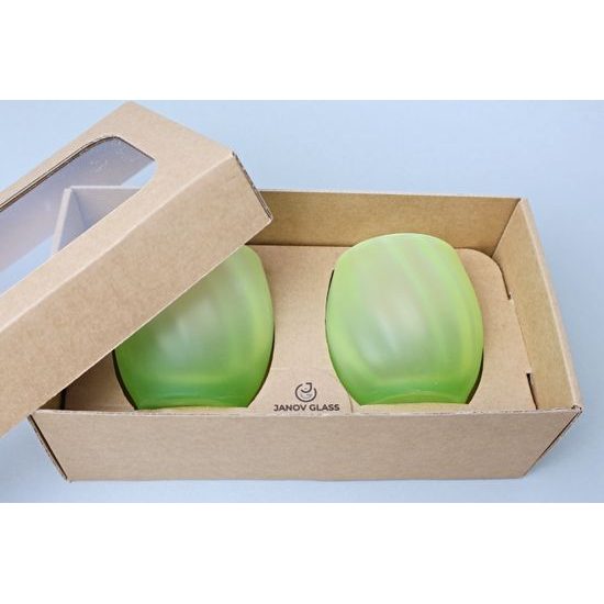 Set 2 sklenic OPTICA - matné (uranové sklo), 300 ml, Sklárna Janov
