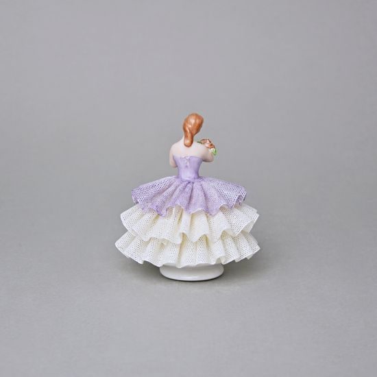 Panenka s krajkovou sukní, 1 - Fialová, 8 x 8 x 9 cm, figurky Duchcov