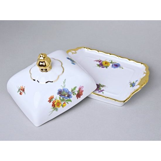 Máslenka na 250 g máslo, Aristokrat, Queens Crown, Original Bohemia porcelain