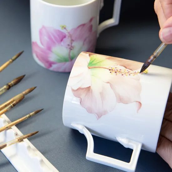 Šálek 50 ml espresso + podšálek - Obří květ ibišku, Míšeňský porcelán