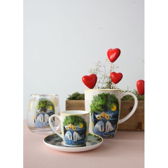 Cup Al Chiaro di luna 400ml, Fine Bone China, Cats Goebel R.Wachtmeister