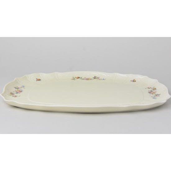 Platter (tray) 40 x 31,5 cm, Thun 1794 Carlsbad porcelain, BERNADOTTE ivory + flowers