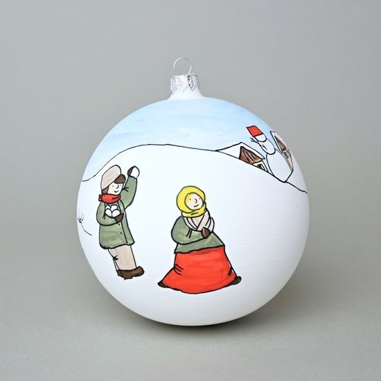 Vánoční skleněná koule 12 cm na stromeček "Stará zima" LIMITOVANÁ edice, ručně malováno