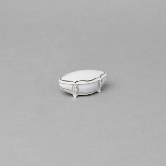Dóza miniaturní 6 cm, bílá + tisk + zlato, Český porcelán a.s.