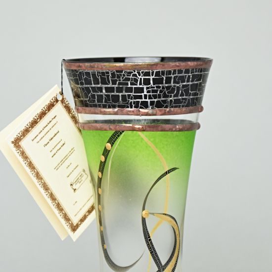 Studio Miracle: Vase Green, 19,5 cm, Hand-decorated by Vlasta Voborníková