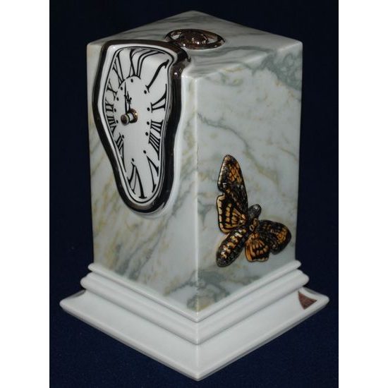 Clock Dali, grey marble 14 x 14 x 20,7 cm, Saxe, Clocks