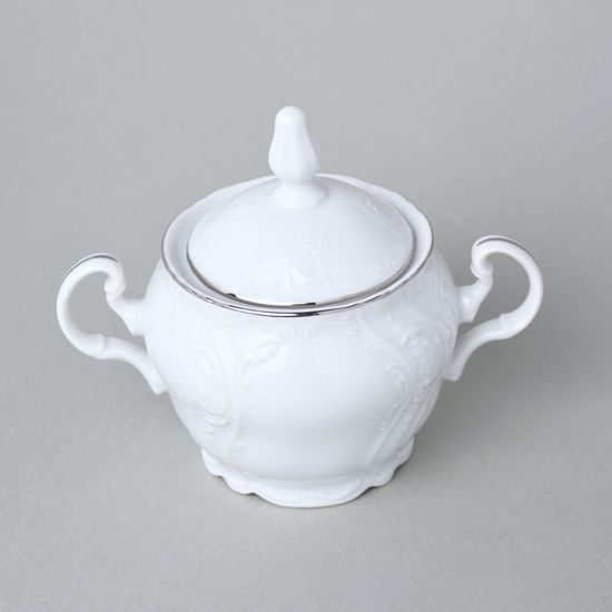 Sugar bowl 300 ml, Thun 1794 Carlsbad porcelain, BERNADOTTE platinum
