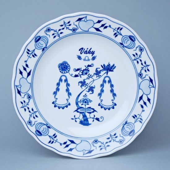 Talíř mělký 24 cm, Váhy, (i na zeď), Cibulák, originální z Dubí