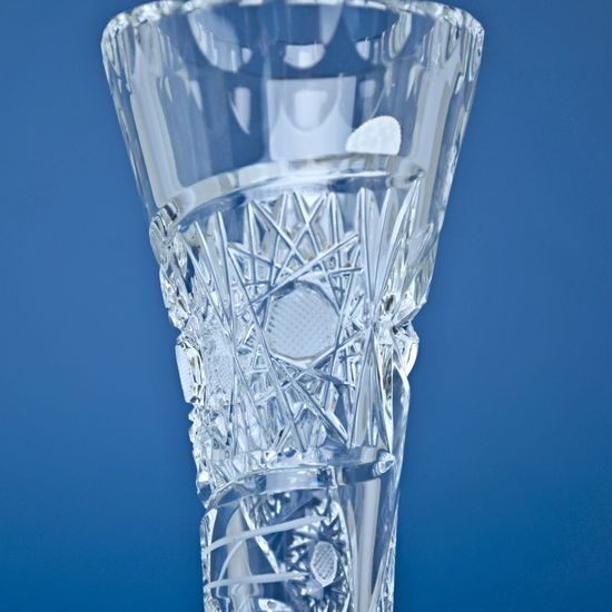 Křišťálová váza broušená úzká, Kometa, 255 mm, GLASSPO / Crystal Bohemia