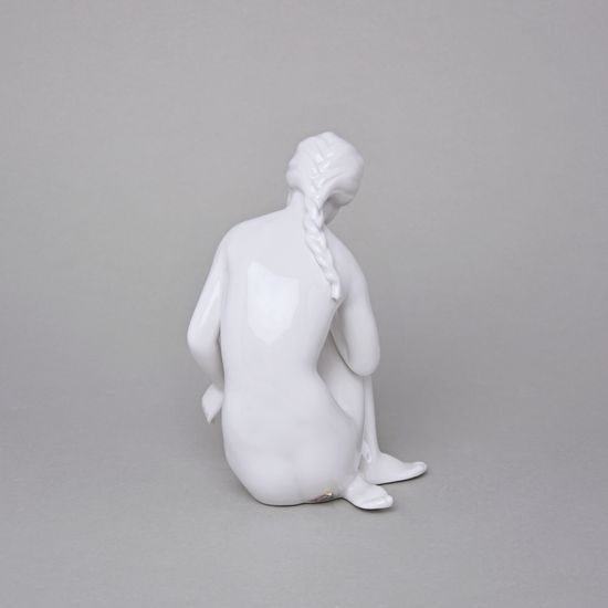 Lady With A Bird 18,5 x 12 x 12 cm, White, Porcelain Figures Duchcov
