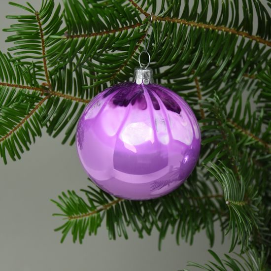 Vánoční skleněné koule 4 ks sada, 7 cm, Basic Lila + Kahuri, České vánoční ozdoby KOULIER